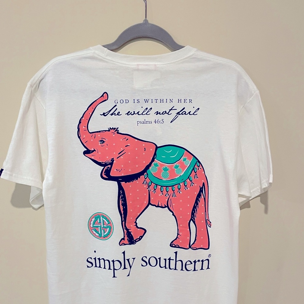 Simply Southern White Short Sleeve Baby Elephant T-Shirt